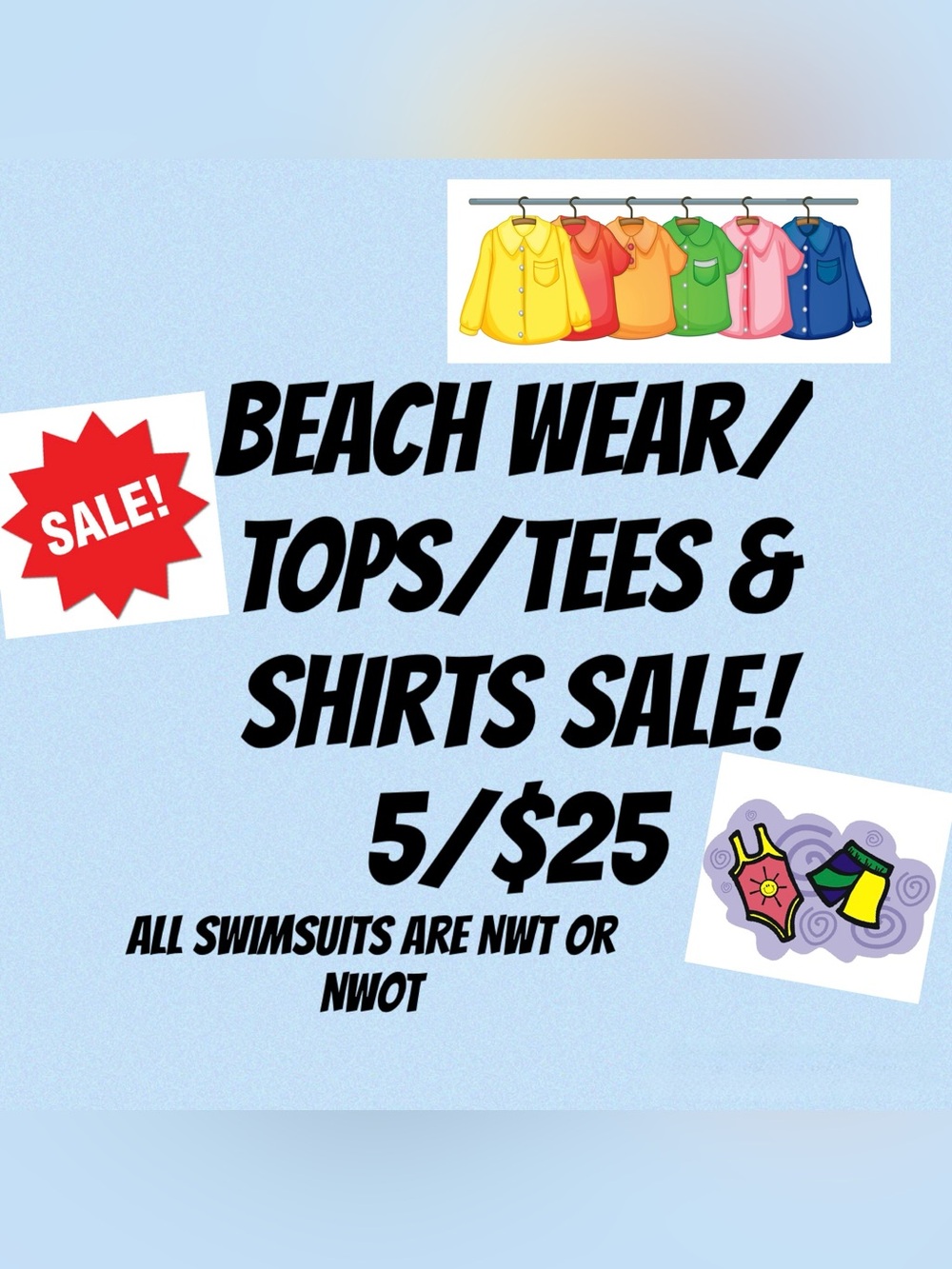5/$25 Shirts/Tees/Tops & Swimwear